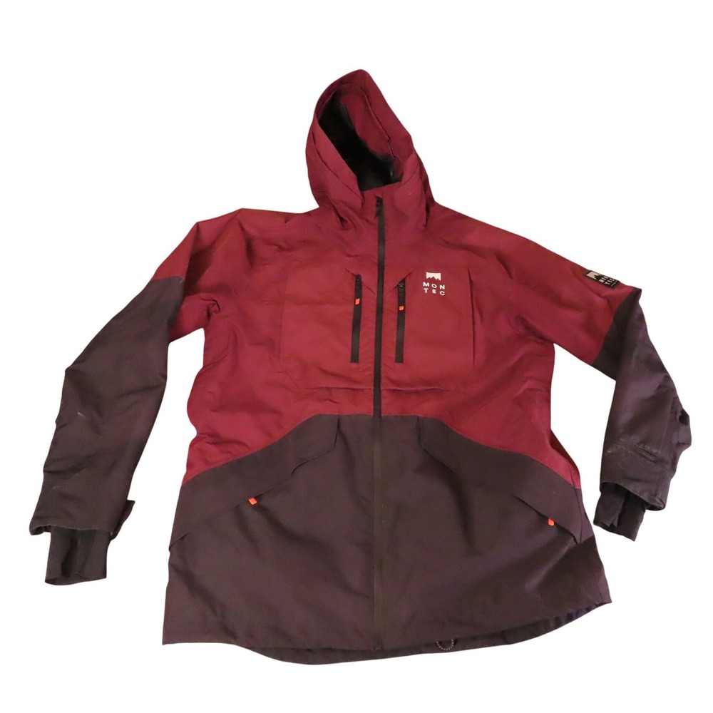 Montec Ski/Snowboard Jacket Men Large Burgundy Plum Colorblock Waterproof Hooded